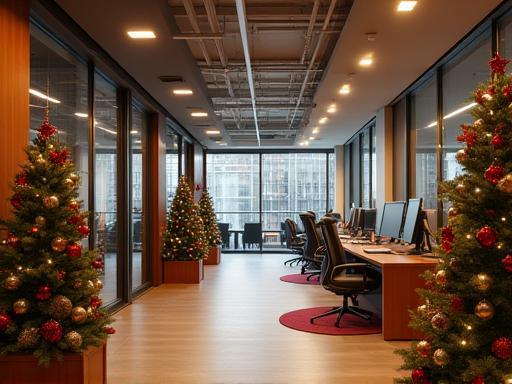 Beautifully decorated office space for the festive season