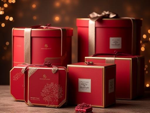 Elegant corporate holiday hampers with custom branding