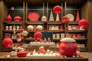 Retail display of festive decorations